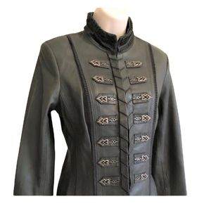 Danier | Women’s Leather Military Styled Jacket, size 14/16, Black/dark …